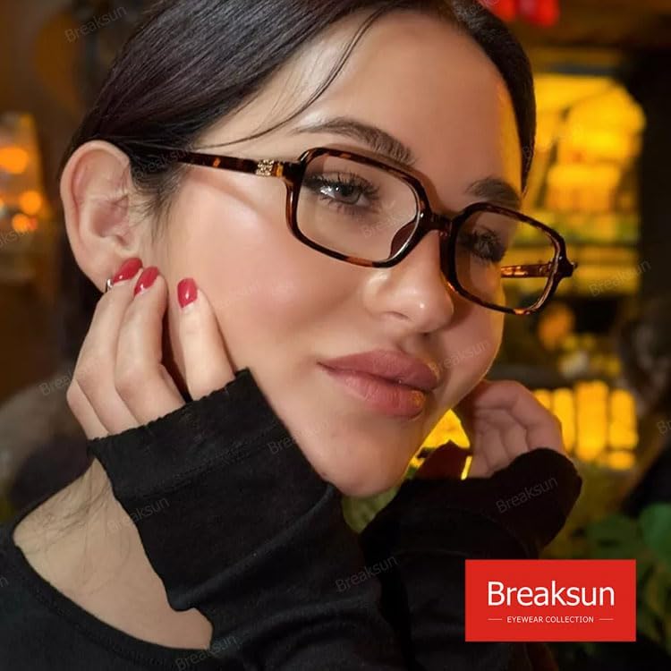 Breaksun Retro Rectangle Glasses for Women Men Small Square Blue Light Blocking Glasses Vintage Eyeglasses - Image 2